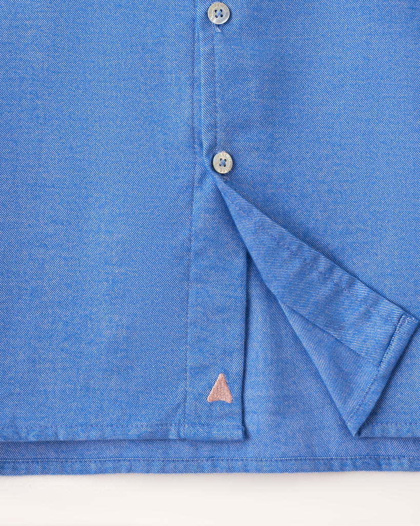 Snorkel blue Shawl Collar Casual Shirt in Ultra-Soft Cotton