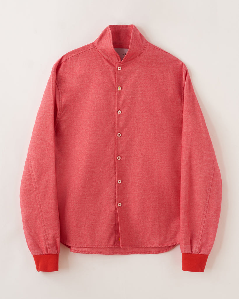 Coral Red Shawl Collar Casual Shirt in Ultra-Soft Cotton