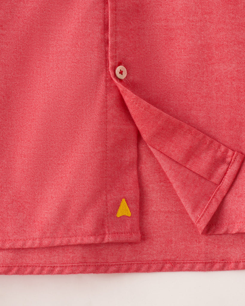 Coral Red Shawl Collar Casual Shirt in Ultra-Soft Cotton