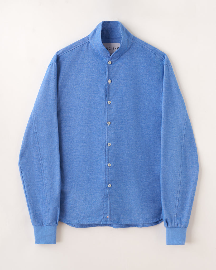Snorkel blue Shawl Collar Casual Shirt in Ultra-Soft Cotton