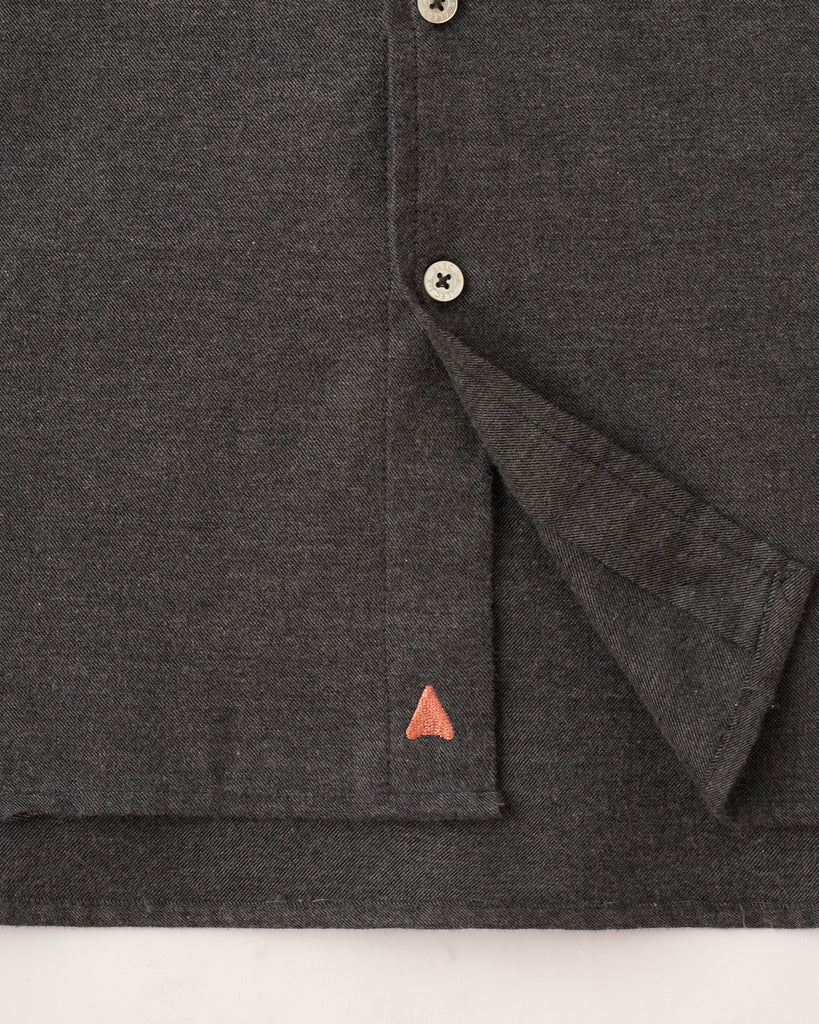 Luxury Cashmere Blend Shawl Collar Casual Shirt in Charcoal