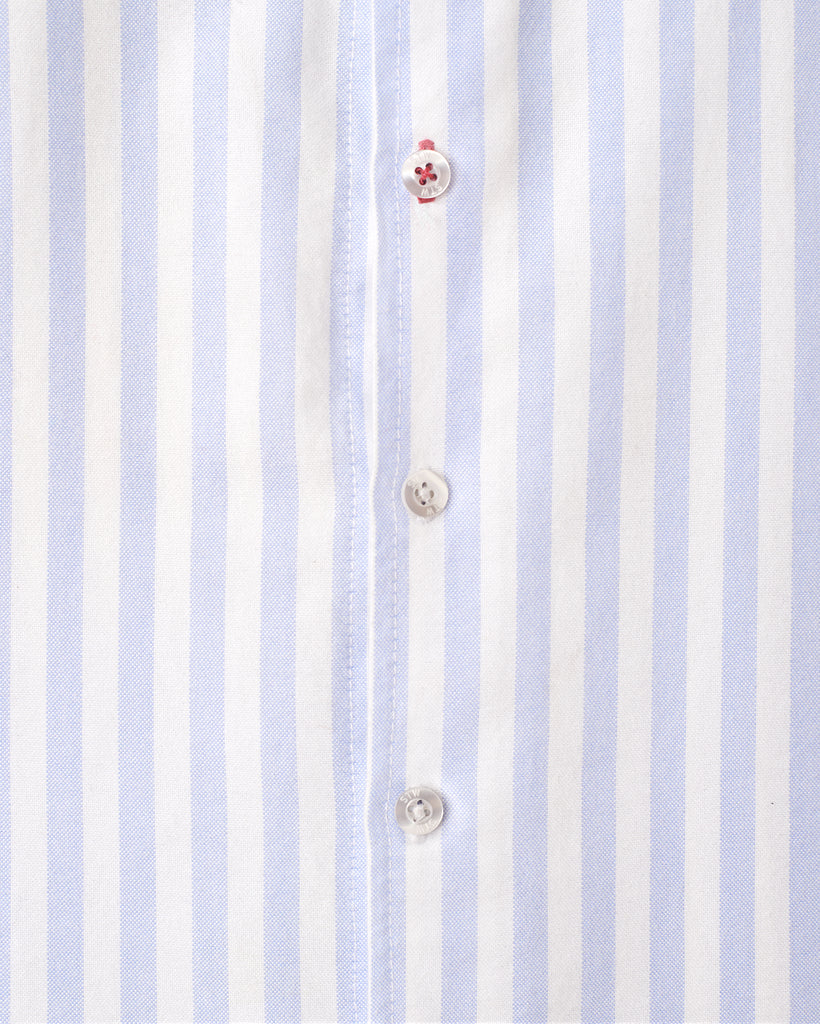 Blue & White Stripe Shawl Collar casual shirt in soft cotton